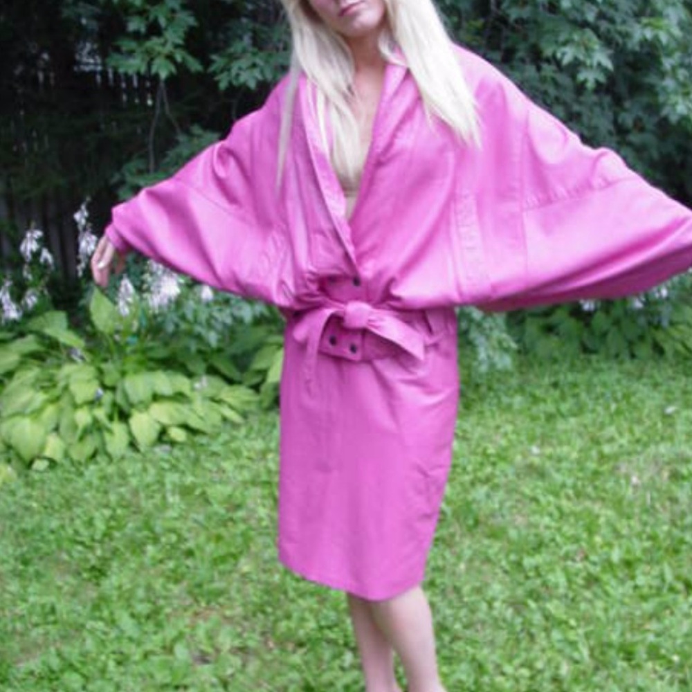 ❤️SOLD❤️ VTG. 80s Glam Punk Bat Wing Leather Suit